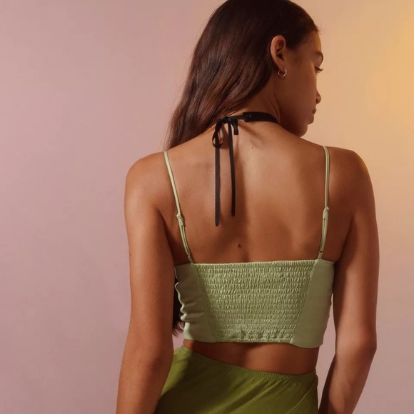 Silence + Noise Mimi Cowl Neck Halter Top NWT Size S - Lime Green - Picture 4 of 8